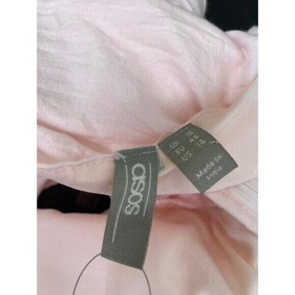 ASOS Womens Top Plus Size 14 Light Pink Sleeveless Halter V-Neck Lined Blouse - Picture 7 of 14